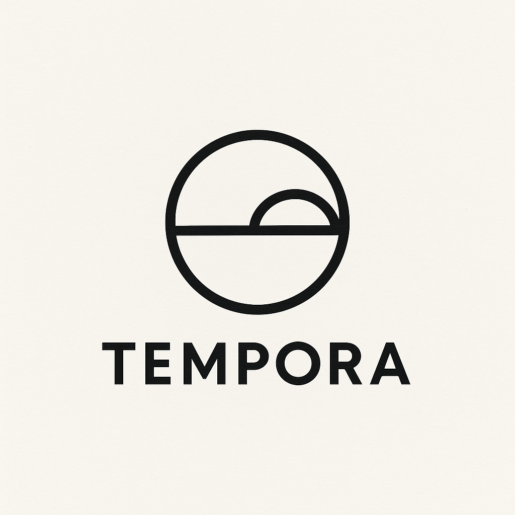Tempora logo highlighting an onchain mini app that captures atmosphere and mints NFTs with sky, sun, and time signatures